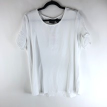 Women with Control Curved Hem T-Shirt w/ Tie Sleeve Detail Stretch White L - £11.56 GBP