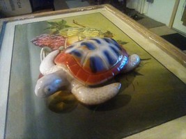 A Ceramic Medium Size Sea Turtle Colors are Blue Rust Tan Used - £39.55 GBP