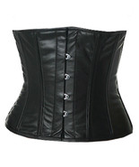 Shaper Cincher Taillen Waspie Steel Boned Waistbust Black Leather Corset... - $36.84+