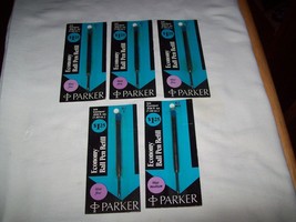 Lot of 5 Vintage Parker Ballpoint Pen Ink Economy Ball Pen Refill Blue N... - £15.56 GBP