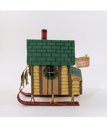 Christmas Ornament Ice Fishing Palace House Tin 6&quot; Tall - £19.74 GBP