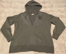 Harley Davidson Pullover Hoodie Sweatshirt Motorcycle Logo Gray Women&#39;s XL - £33.67 GBP