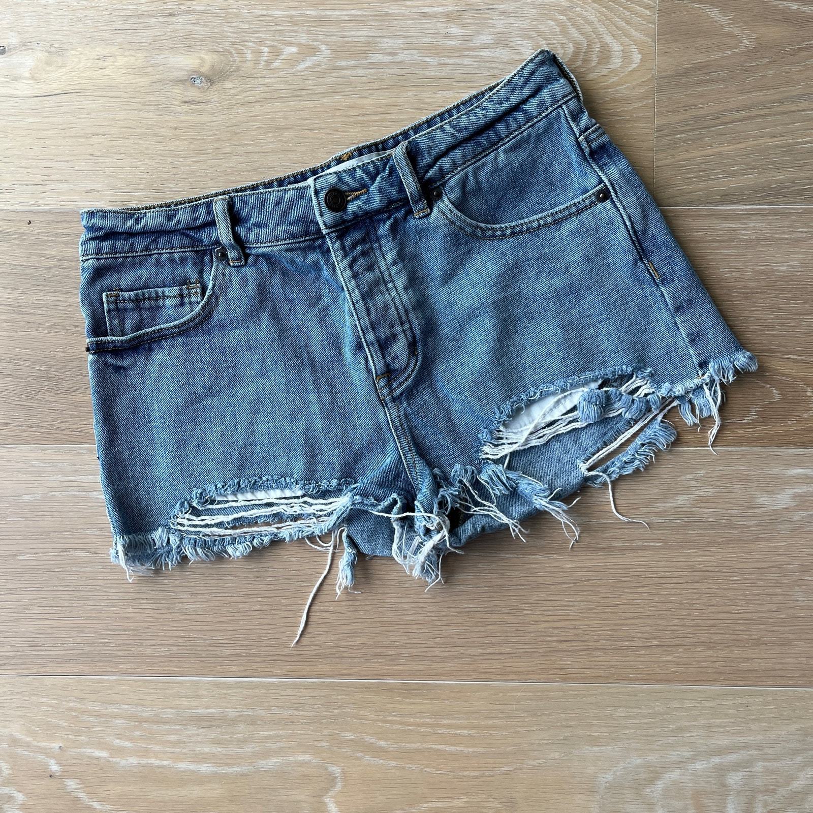 Brandy Melville Cutoff High Waisted Distressed Button Fly Denim Shorts s... - $29.99