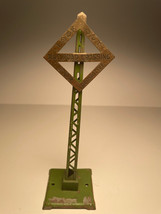 LIONEL TRAINS O68 WARNING SIGN GREEN &amp; BRASS 1925- 1942 O GAUGE 6 1/2 &quot; ... - $17.95