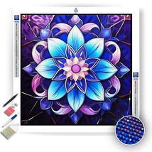 Blue flower mandala diamond painting kit 250598 thumb200