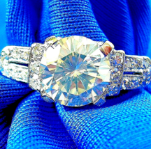 Earth mined Diamond Deco Engagement Ring Vintage Platinum Solitaire Size 8 - $12,622.50