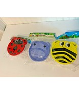 New animal Bowl With Lid 3 Pc Set Plastic Ladybug Bumblebee Hippo - £7.92 GBP