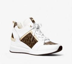 Michael Kors Trainer Georgie Signature Optic White Brown Sneakers 9.5 M NEW - $149.99