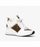 Michael Kors Trainer Georgie Signature Optic White Brown Sneakers 9.5 M NEW - $205.14 CAD