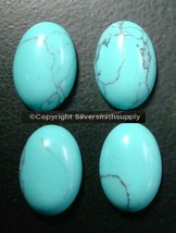 4  Turquoise cabochons 14x10mm oval chalk turquois treated domed flat back CB054 - £3.87 GBP