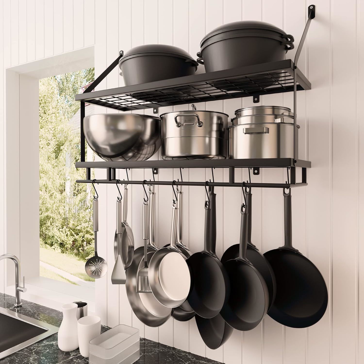 KES 30-Inch Kitchen Pot Rack - Mounted Hanging Rack for Kitchen Storage and Orga