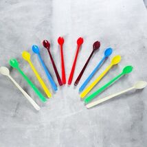 Vtg Beacon MCM Long Handle Multicolored Plastic Shake Sundae Spoon Lot o... - $15.87