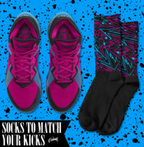 ABSTRACT Socks for Lebron 18 Fury Fireberry Pink Neon Nights South Beach T Shirt - £16.29 GBP