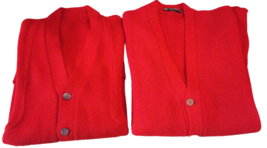 Hombre Cardigan Lana Rojo Clásico Vintage Con O Sin Bolsillos M- L 2 Modelos New - £45.33 GBP