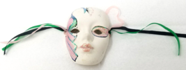 Glitter Make Up Mask Mini Ceramic Hanging Green Pink Black Vintage - £12.42 GBP