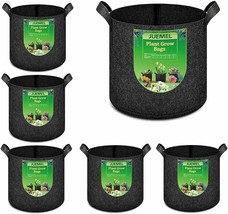 JUEMEL 6-Pack 5 Gallon Plant Grow Bags Heavy Duty Thickened Nonwoven Plant Fa... - £15.81 GBP