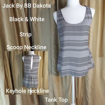Jack By BB Dakota Black &amp; White Striped  Side Zip Keyhole Back Tank Top size M - £9.59 GBP