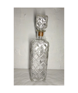 Vintage Crystal Whiskey Decanter Bottle Cork Stopper Top/ Square Bottle - £16.28 GBP