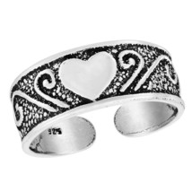 Great Love Heart Treasure Detailed Sterling Silver Toe or Pinky Ring - £8.96 GBP
