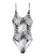 Victoria&#39;s Secret PINK Black and White Palm Print L One-piece Body Suit ... - £23.32 GBP