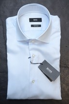 HUGO BOSS Hombre Gerald Fácil Regular de Hierro Para Algodón Azul Camisa... - $64.14