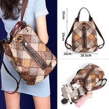 Women Soft Leather Backpack  Travel Back Pack Vintage Patchwork  School Shoulder - £97.83 GBP