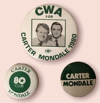 Carter Mondale Vintage Set Of 3 Promotional Political Pin Buttons - £7.38 GBP