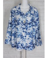 HABITAT Hidden Placket Swing Shirt Batik Twilight Blue White Linen NWT X... - $89.09