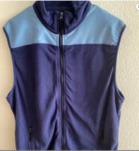 Charleston Threads Waffle Sweater Vest Blue Mock Neck Full Zippered Pock... - $29.00