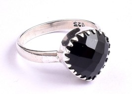 Natural Black Onyx 925 Sterling Silver Handmade Engagement Ring For Women Gift - £51.15 GBP+