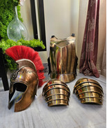 Medieval Roman Troy Trojan Muscle Armor Breastplate Set with Helmet &amp; Pa... - £374.98 GBP