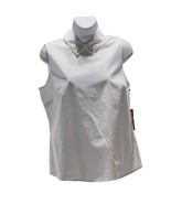 VINCE CAMUTO DOWNTOWN OASIS Women’s Top White Cotton Zip Back Ornate Col... - $475.99 MXN