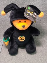 Fiesta Plush Teddy Bear Jester Halloween Pumpkin Trick or Treat Bag 7&quot; NWT - £11.39 GBP