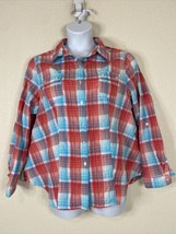 Alia Womens Plus Size 18W (1X) Red/Blue Check Pocket Button Up Shirt Long Sleeve - £6.85 GBP