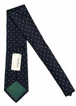 NEW Turnbull &amp; Asser Pure Silk Tie!  Navy With Green &amp; Yellow Floral Star Design - £68.10 GBP