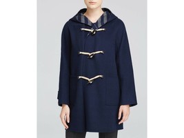 Weekend Max Mara $875 Vicolo Toggle Hooded Navy Striped Double Face Wool Coat - £305.62 GBP