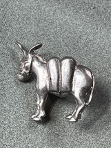 Small Silvertone DONKEY w Packs Pack Mule Lapel or Hat Pin – 1 and 1/8th’s x 1 a - £6.16 GBP