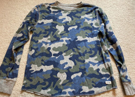 Gap Kids Boys Green/Blue Camouflage Waffle Knit Long Sleeve Top Size XXL - £11.29 GBP