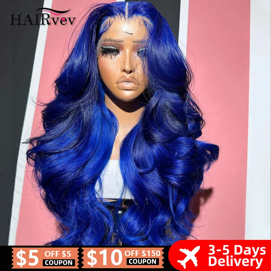 Royal Blue Colored Lace Front Wigs For Black Women 13x4 Body Wave Brazili - $103.12+