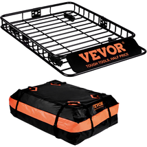 VEVOR Roof Rack Cargo Basket, 51" x 36" x 5" Rooftop Cargo Carrier w/ 15... - $152.90