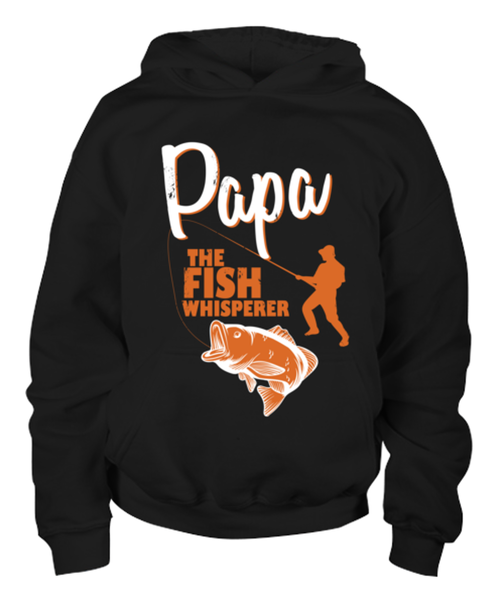 Papa the Fish Whisperer, black Youth Hoodie. Model 6400014  - $39.99+