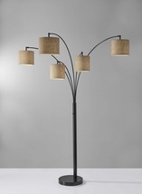 82" Black Five Light Tree Floor Lamp With Beige Solid Color Drum Shade - $9,535.48 MXN
