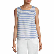 Liz Claiborne Women&#39;s Round Neck Sleeveless Tank Top XXL Bright Cobalt Stripe - £19.20 GBP