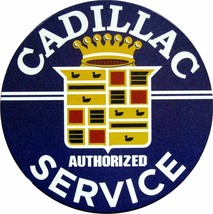 Cadillac Service 24" Round Embossed Tin Metal Sign - $74.20