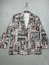 Vintage 90s Womens Watercolor Pastel Retro Artsy Funky Blazer M Jacket Oversized - £34.69 GBP