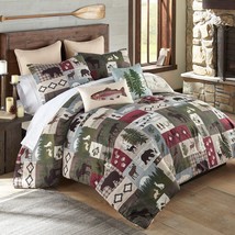 New Donna Sharp Montana Forest Wildlife Rustic Lodge Queen 3-Pc Comforter Set - £57.08 GBP