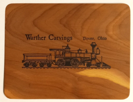 Train Locomotive Warther Carvings Wooden Red Cedar Wood Dover Ohio OH Po... - $14.99