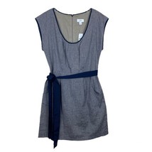 Loft Women&#39;s Short Sleeve Linen Blend Blue Mini Dress Tie Waist Size 12 NWT - £27.24 GBP