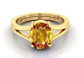 12.25 Ratti Pukhraj Stone Original Certified Yellow Sapphire Gemstone Adjustable - $33.68