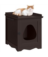 Wooden Cat Litter Box Enclosure Hidden Cat Washroom Indoor Cat House Fur... - £79.74 GBP
